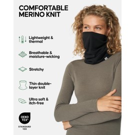 DANISH ENDURANCE Multifunctional Bandana, Neck Warmer Men&Women, Merino Wool Neck Gaiter, Snood, Balaclava, Face Mask, Unisex