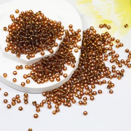 Bala&Fillic Coffee Sliver Lined Color Size 4mm Seed Beads About 1200pcs/100Grams in Bag, 6/0 Glass Craft Beads for Making Bracelet and Necklace (Sliver Lined Coffee)