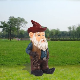 Hi-Line Gift Gnome Cowboy, Blue and Brown