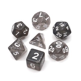 DollaTek Glitter Dot Polyhedral Dice Set Table Games Dice 3 Sets Dice 3 x 7 (21 Pieces) Dice Series D20 D12 D10 D8 D6 D4 DND RPG MTG Double Colours One Piece (Black)