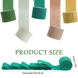 Lnngub 5 Rollen Krepppapier Grün, 5 Farben Krepppapier Luftschlangen 45 mm x 25 m Luftschlangen Grün für Boho Hochzeitsdekorationen, Partydekorationen, Geburtstagsdeko