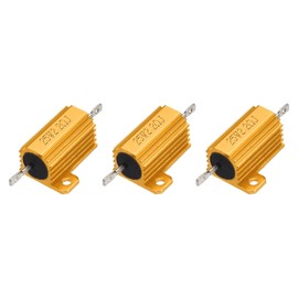 sourcing map 3pcs 25W 2.2 Ohm 5% Aluminum Housing Case Resistor, Wirewound Resistors Screw Tap Chassis Mounted, Gold