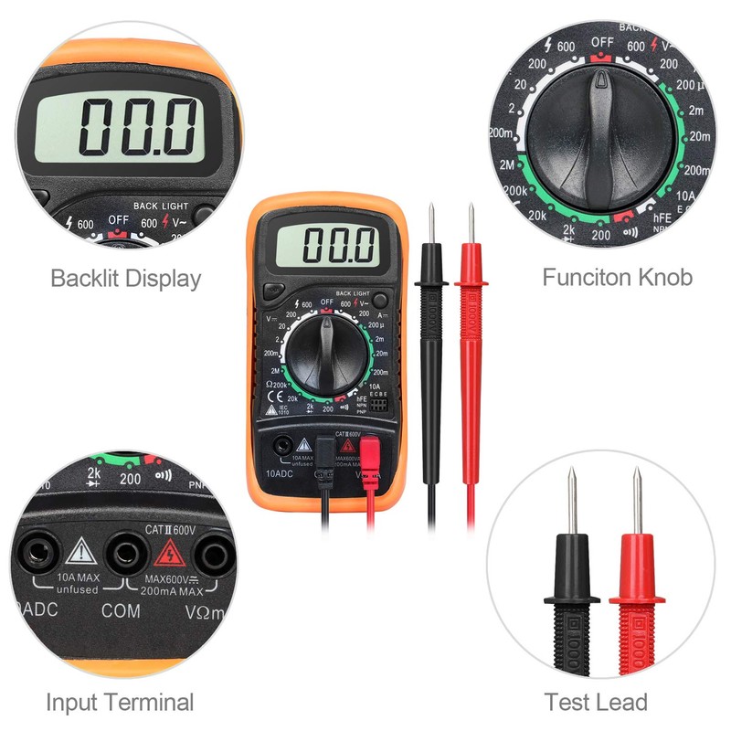 DIGFLEX Volt Testing Digital Multimeter Voltmeter Ammeter AC DC Meter