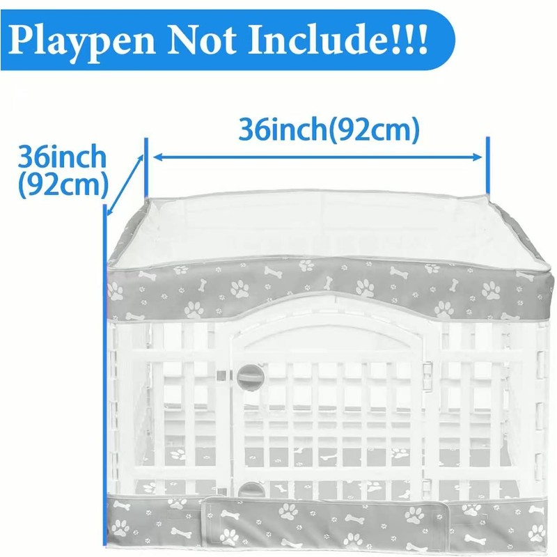 Dog Playpen Bottom Pad and Mesh Top Cover fit 36"