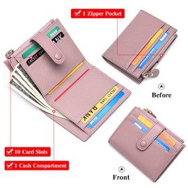 FALAN MULE Small Wallets for Women RFID Blocking Slim Bifold Leather Womens Wallet with Zipper Coin Purse