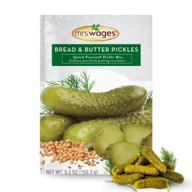 Mrs. Wages Zesty Bread and Butter Pickles Quick Process Mix, Quick and Easy, Simple-To-Use, Sweet, Sour & Spice Flavor, Enhance Pickled Cucumbers, 6.2 oz Packet (Value Pack of 12)