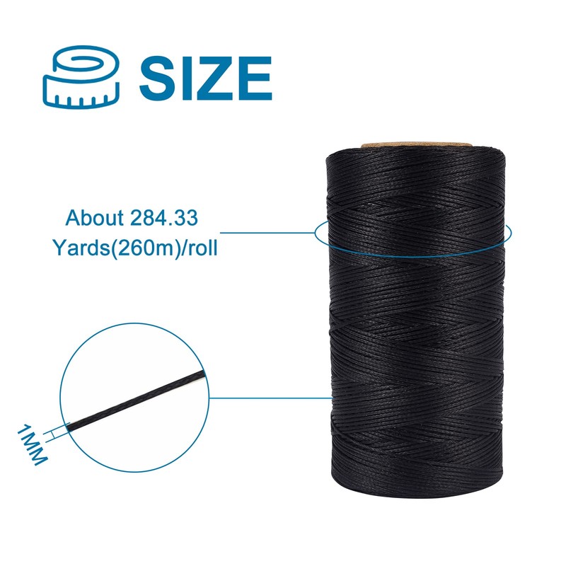 Pandahall 260 Meters/Roll 1mm Flat Waxed Polyester Cord Thread DIY