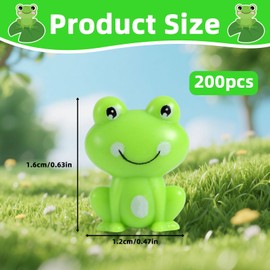 Tinoaly 200pcs Mini Frog Garden Decor, Tiny Green Frogs Figurines Miniature Home Decor Hide-and-Seek Small Toys for Dollhouse Fairy Landscapes Little Resin Ornament Party Animal Gifts (Non-Luminous)