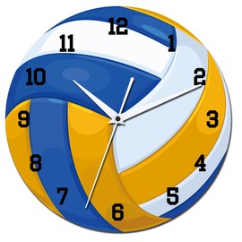 CIGERA 12 Inch Sports Themed Wall Clock with Volleyball Dial,Silent Clock Movement and Battery Operated,Great Decor for Home,Office,Bedroom and Nice Volleyball Enthusiasts Gifts
