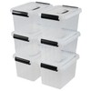 Ysmiltion 6 Quart Clear Small Storage Boxes with Handles, Plastic