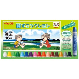 ぺんてる ずこうくれよん クリアラベルまき 16色 PTCGP1-16