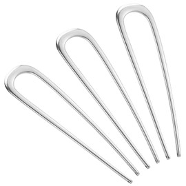 BEoffer French Hair Pin 3PCS Metal Hair Pins for Women Elegant French Twists, Buns and Updos with No Hair Damage, U-shaped French Pin Great Hold and Comfortable Keeps Hair in Place (Silver, 5 Inch)