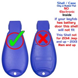 1 New Blue Keyless Entry 5 Buttons Remote Start Car Key Fob Fobik Shell / CASE IYZC01C M3N5WY783X for Grand Cherokee & Commander - (No Electronics or Chip Inside)