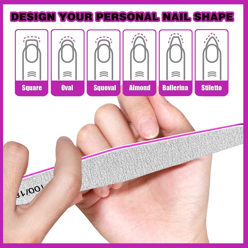 Nail Files Set, FANDAMEI 15pcs 100/180 Grit Professional Nail Boards