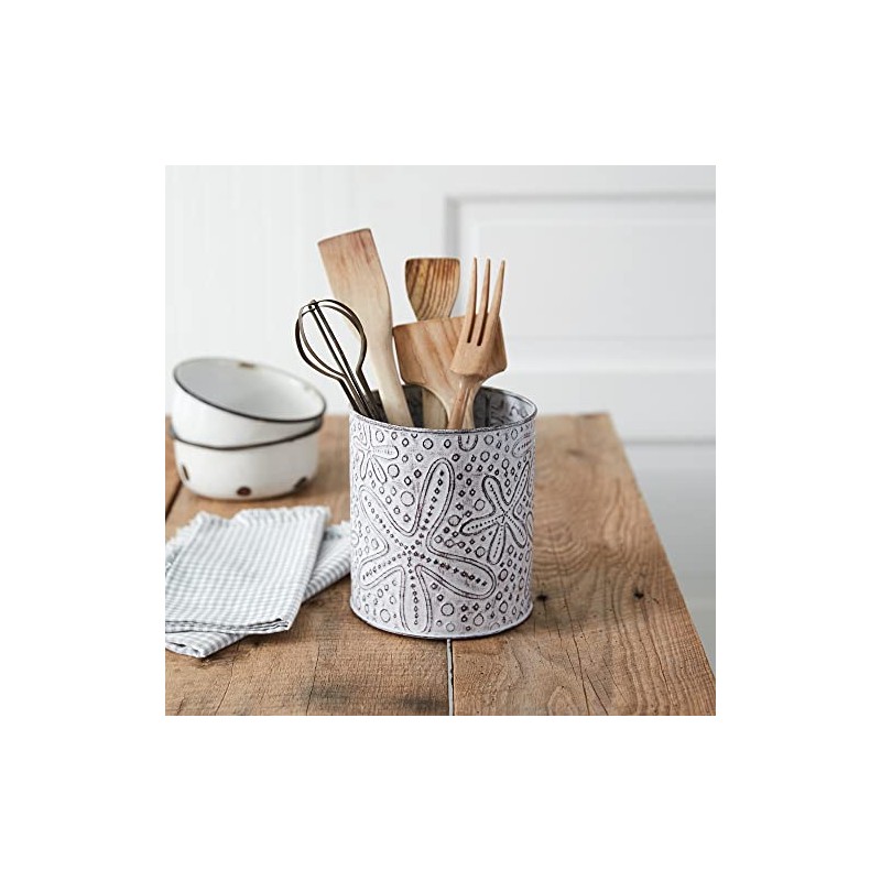 CTW Home Collection 370677 Starfish Stamped Metal Utensil Holder, 6.75-inch