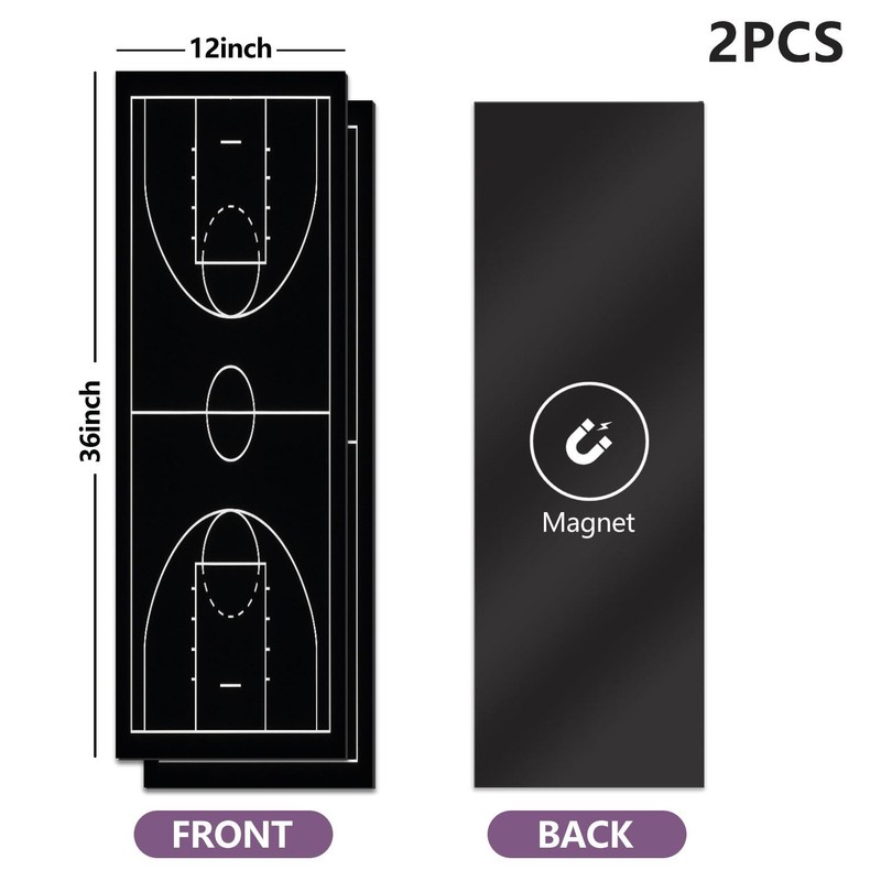 2 Pcs Locker Magnetic Wallpaper Basketball Court Black 12" x