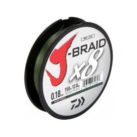 Daiwa J-Braid 8 Braid 0.13mm, 8,0kg/18lbs, 150m dark green