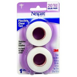 Nexcare Flexible Clear First Aid Tape, 1" x 10yds 2/Pack