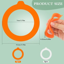 6 PCS Silicone Jar Gaskets 3.75" Rubber Seals Rings for Glass Jars, White & Orange Airtight Leakproof Gasket Sealing Rings Replacement for Mason Regular Mouth Canning Jars