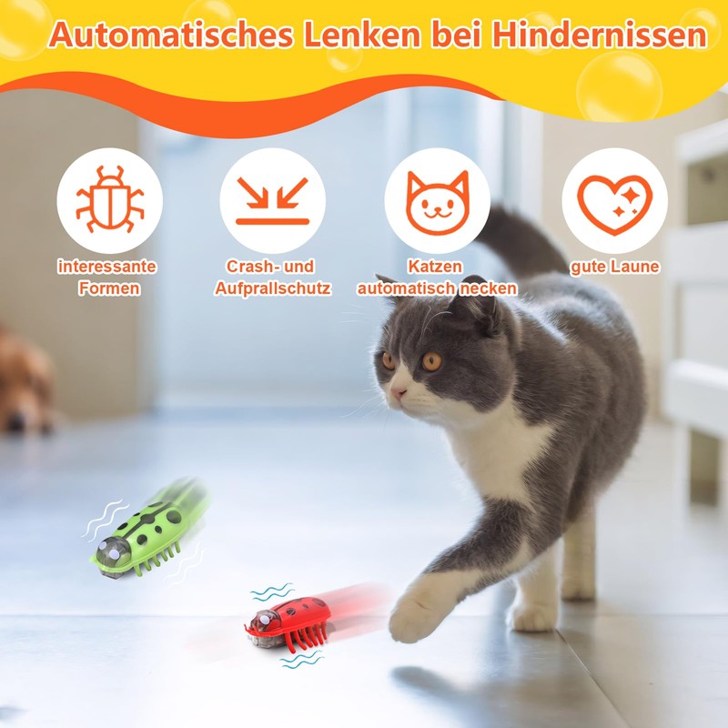 Mini Beetle, Pack of 2 Beetle Cat Toy, Electric Beetle