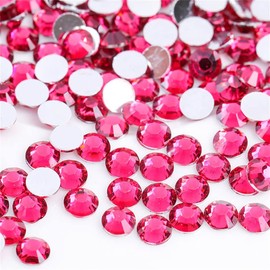 1000 Pieces SS20 5mm Flatback Rhinestones Clear Glass Round Gems Crystals for Nail Art DIY Crafts Clothes Shoes Bags （Light Rose Red）