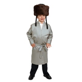 Dress Up America Striped Yerushalmi Chasidic Bekitcha Jewish Rabbi Outfit for Kids - Beautiful Dress Up Set for Role Play