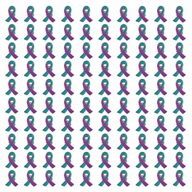 50pcs Suicide Prevention Awareness Ribbon Pin Purple & Teal Awareness Enamel Lapel Pin (50)