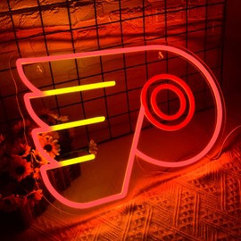 Ice Hockey Neon Sign,Flyers Hockey Team,Flyers LED Sign,Sport Neon Lights,Hockey Light,Hockey Club Decor,Hockey Gifts for Boys,Hockey Fans,Size 16.5 * 11.8 inches(XD102)