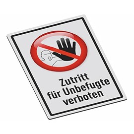 SCHILDER Systeme Information Signs - Prohibited Access for Unauthorised Persons - 3 mm Aluminium Dibond Sign - 30 x 20 cm - Waterproof and Weather-Resistant for Outdoor Use - Rustproof - Made in