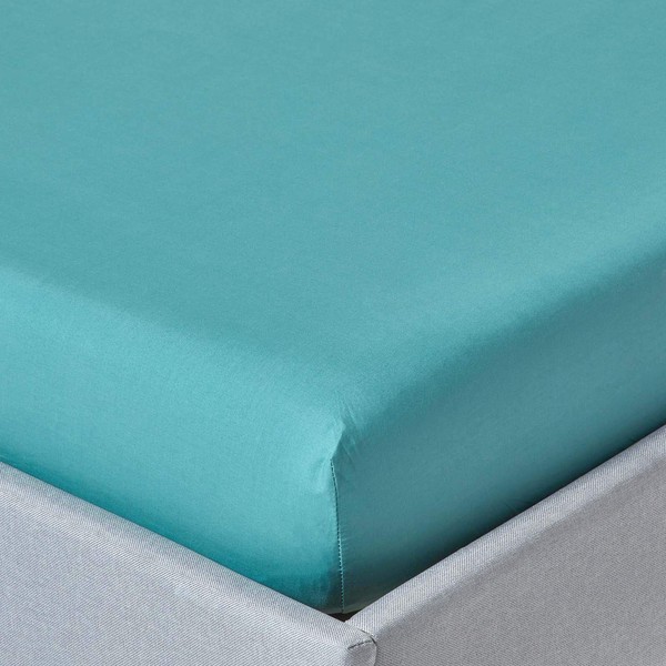 HOMESCAPES Teal Deep Fitted Sheet (12”) King 200 TC 400