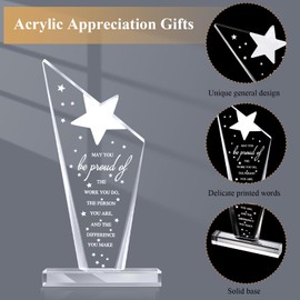 Bucherry 10 Pcs Employee Appreciation Awards for Coworker Acrylic Thank You Trophy May You Be Proud of The Work You Do Sign Prizes for Adults Retirement Goodbye Farewell Gift for Women Men (Stylish)