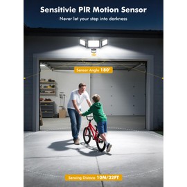 Security Lights Outdoor Motion Sensor 50W,5000LM Flood Light with Remote Control,6500K Daylight White Floodlight with Sensor,IP66 Waterproof PIR Security Lights Outdoor for Garden Garage Porch