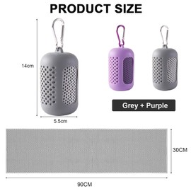 YqsIbth Cooling Towels, 2 Pcs Fast Drying Towels, 90x30cm Soft Breathable Cool Towel Microfibre Sweat Towel for Work Out Sports Travel (Gray/Purple)
