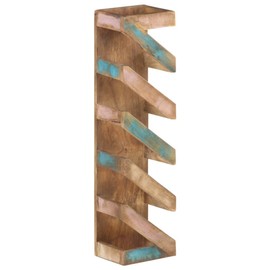 vidaXL Solid Reclaimed Wood Wine Rack - Wall-Mounted, Farmhouse Style, Multi-Type Wood Mixture, Holds Up to 5 Bottles, Multicoulour, Unique Grain Design