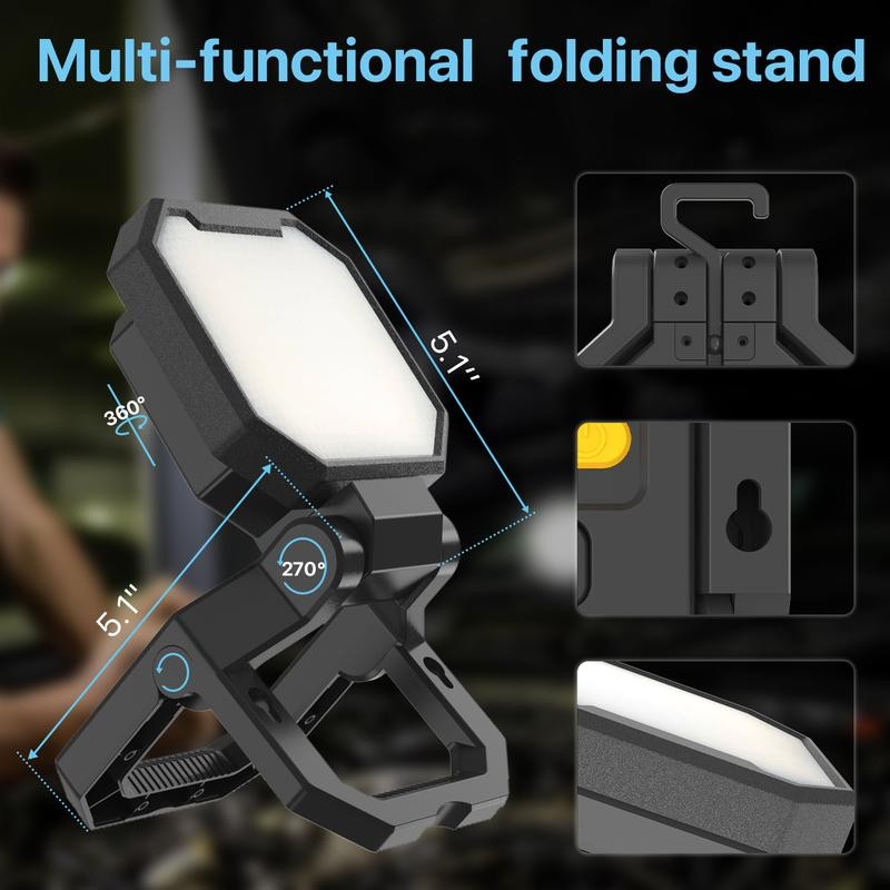 HYPERLITE Rechargeable Work Light 2pack 40W 4000Lumens, Hanging Hook Folding