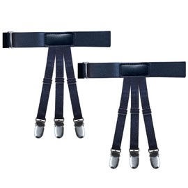 Men's Shirt Stays Adjustable Elastic Shirt Garter Shirts Holder with Non-Slip Locking Clamps Anti-Slip Clips, 1 Pair, XD-Black