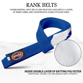 Farabi Sports Karate Belt Multiple Colours Karate Belt Judo Karate BJJ Martial Arts Taekwondo Belt (260 cm, Blue)