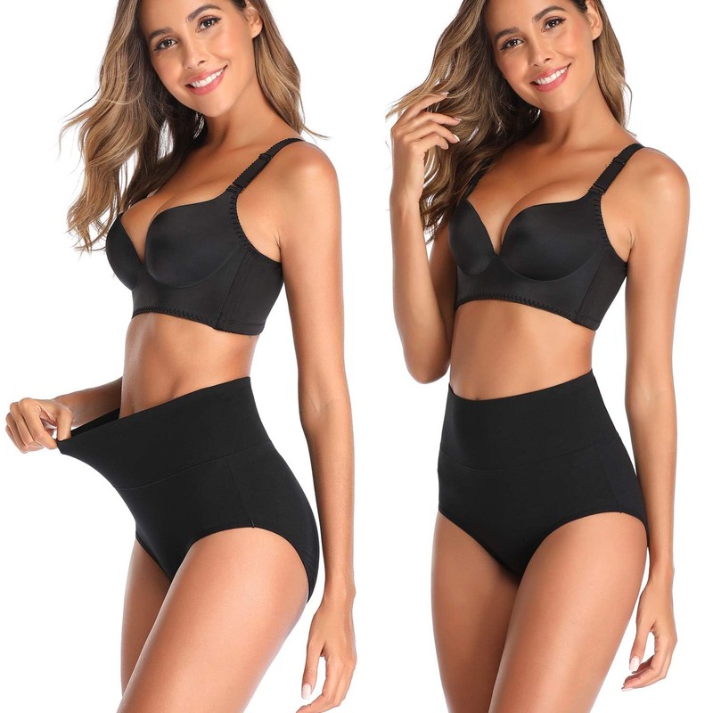 QOVOQ Women's High Waist Cotton Underwear Stretch Briefs Soft Comfy