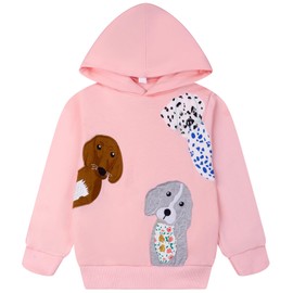Popshion Girls' Fashion Hoodies & Sweatshirts Toddler Dog Winter Long Sleeves Pullover Tops Kids Sweaters Cartoon Shirts Size 2-8 Years