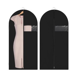 2 Pcs Long Garment Bag, Dress Bag, Garment Bags, Suit Cover with Zip for Hanging Clothes, Dust-Proof Garment Bags with Clear Pockets, Breathable Dress Bags for Suits Coats (120x60cm)
