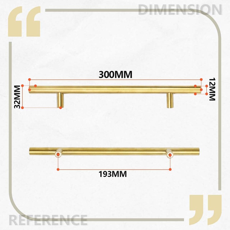 Bwintech 6 Pcs 300 mm (192 mm Hole Center) Gold