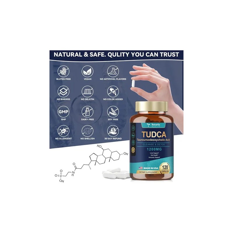 Tudca 1200 Mg Protector Hepático Detox Con 120caps Hecho Usa
