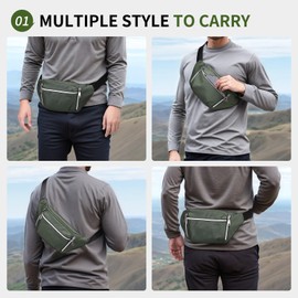 SUIKIHUM Fanny Pack for Men Women, Waterproof Nylon Anti Theft Waist Bag for Travel Hiking Running Sports Belt Bag (Green)