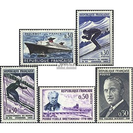 France 1378,1379-1380,1381,1382 (complete.issue.) unmounted mint/never hinged ** MNH 1962 Ship, Ski, Bourdet, Bretonneau (Stamps for collectors) Winter sports (skiing/ice hockey/bobsleigh ...)