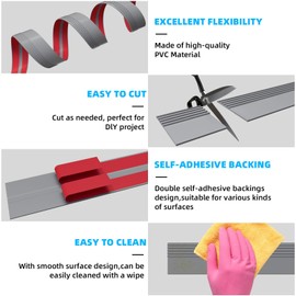 Jaspond Stair Nosing Rubber Stair Edging, 40FT Non-Slip Self Adhesive Staircase Step Edge Protector, Stair Edge Trim Peel and Stick Stair Nosing Vinyl Stair Nose for Outdoor & Indoor