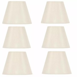 Upgradelights White Silk 4 Inch Retro Drum Clip On Chandelier Lampshades (Set of 6)