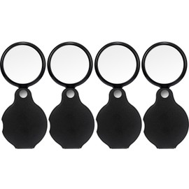 HESTYA 4 Pack 10X Mini Magnifying Glass Folding Pocket Magnifier Glass Loupe with Black Rotating Protective Holster for Reading Newspaper, Book, Magazine, Hobby, Jewelry