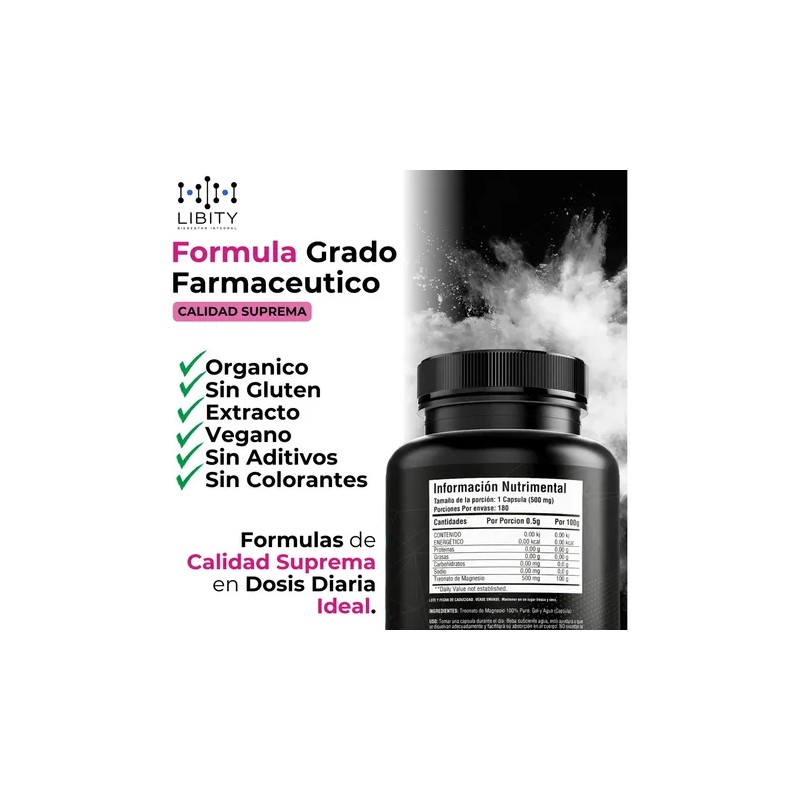 Libity Treonato Magnesio 100 Puro Alta Absorción Máxima Pureza Elemental