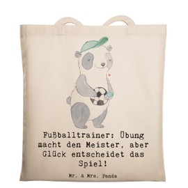 Mr. & Mrs. Panda Tragetasche Fußballtrainer Erfolgskick - Geschenk, inspirierender Spruch, Laptoptasche, Beuteltasche, Berufspassion,