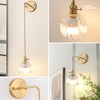 Shenmoyl Battery Operated Wall Sconce with Clear Tulip Shade Pattern